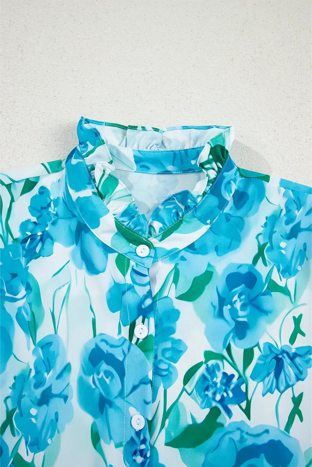 Premium Green Floral Frilled Collar Three Quarters Sleeve Elegant Shirt Dear-Lover Dropshipping